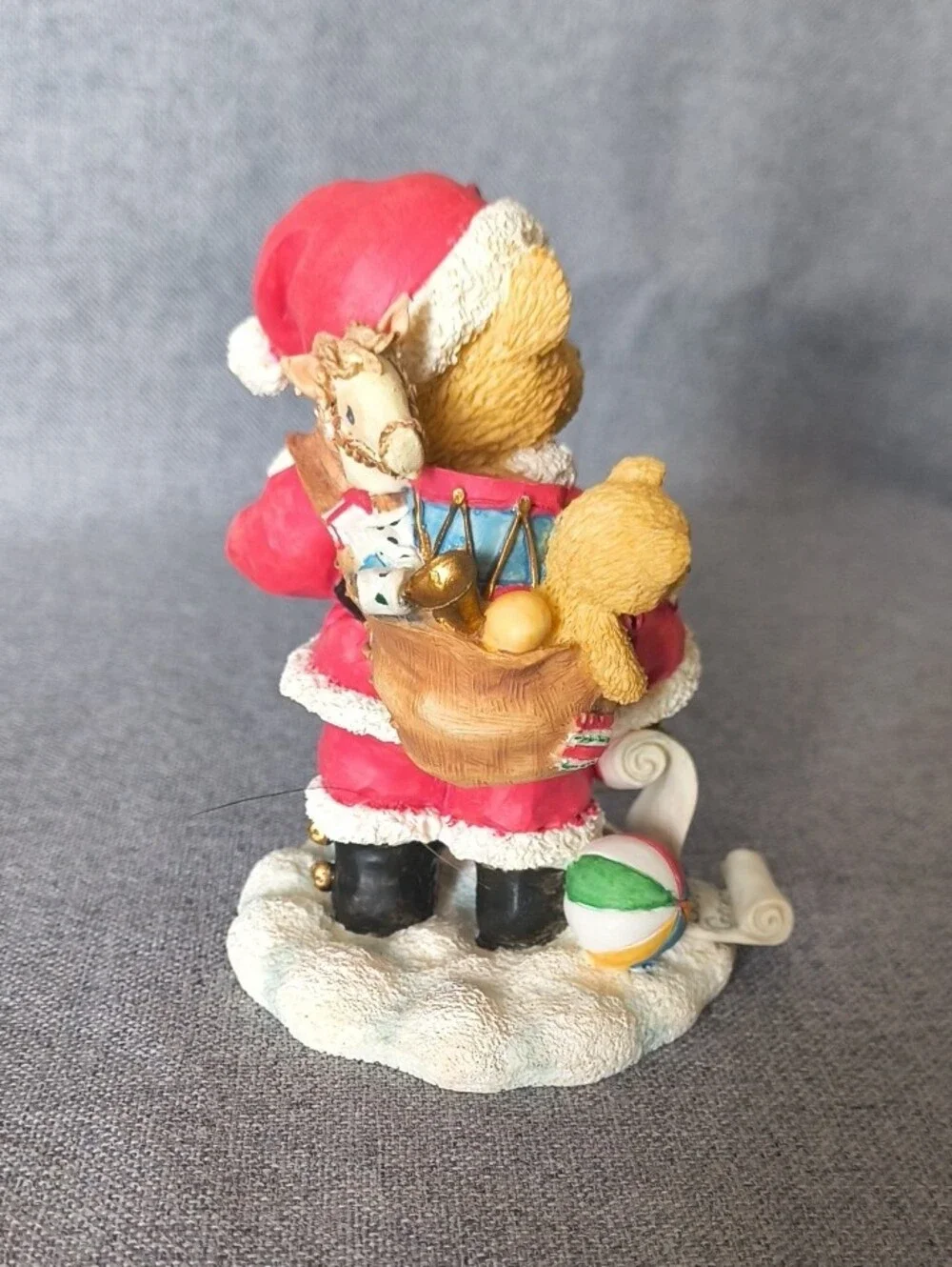 Cherished Teddies Santa Bear in Red and White Holiday Outfit